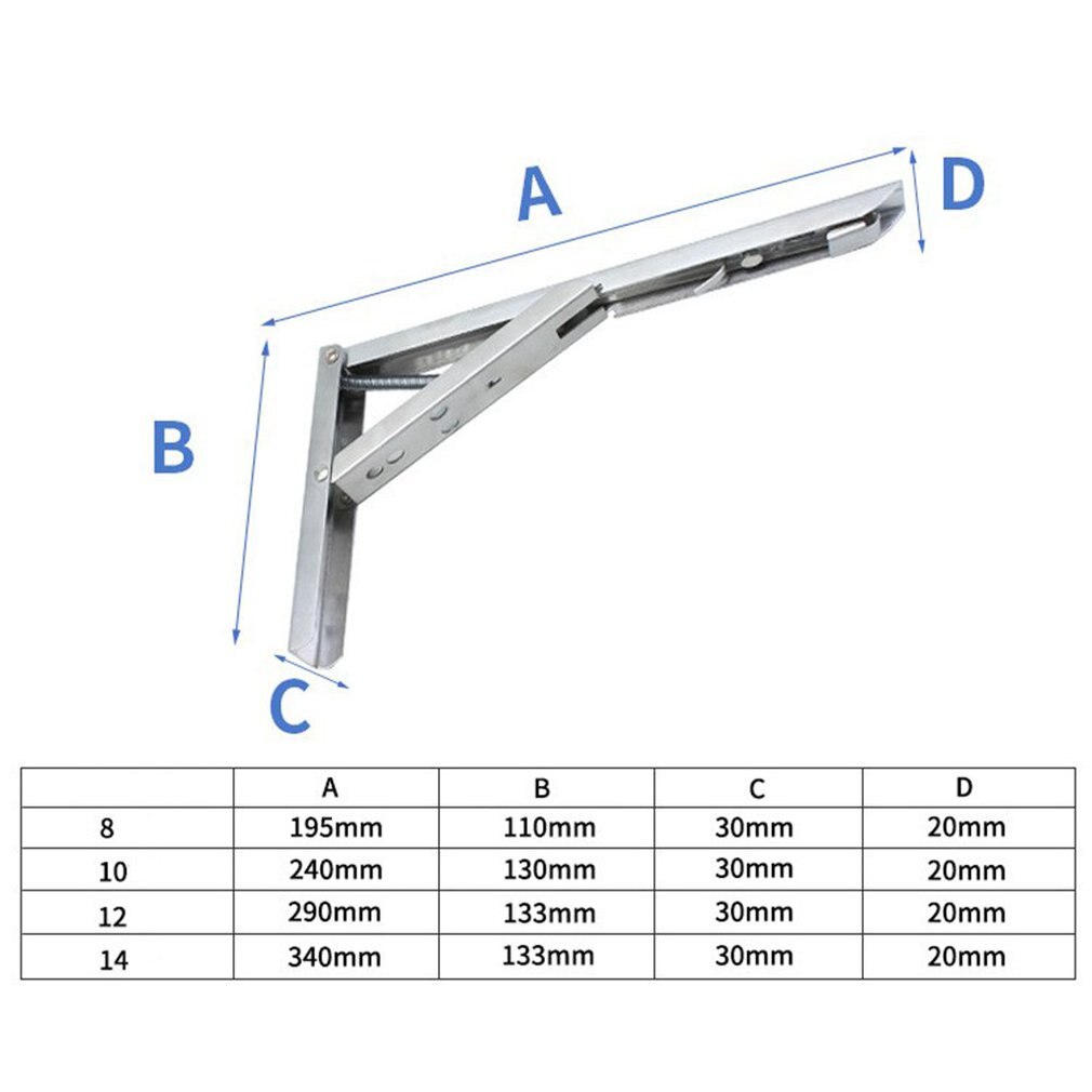Triangular Bracket Stainless Steel Movable Bracket Folding Wall Partition Storage Bracket Spring Folding Bracket