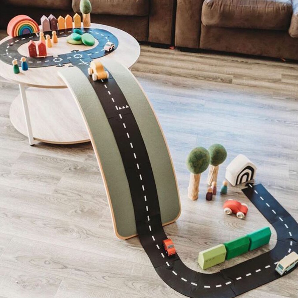 Søm bilbane puslespill lekematte motorveikonstruksjon pvc lekematte for barn pedagogiske leker for barn spillteppe