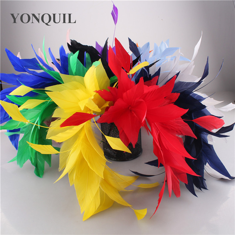 Nuevos y hermosos ramilletes de boda de plumas de pavo, manualidades de plumas para tocado, sombrero DIY, tocado, accesorios de decoración, longitud 25CM