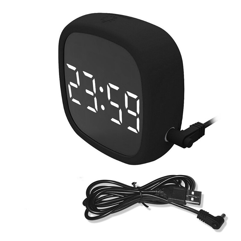Led Digital Clocks Travel Snooze Alarm Clock Dimming Touch Magnet Electrontic Clock Home Screen Silicone Voice Control Clock: Black