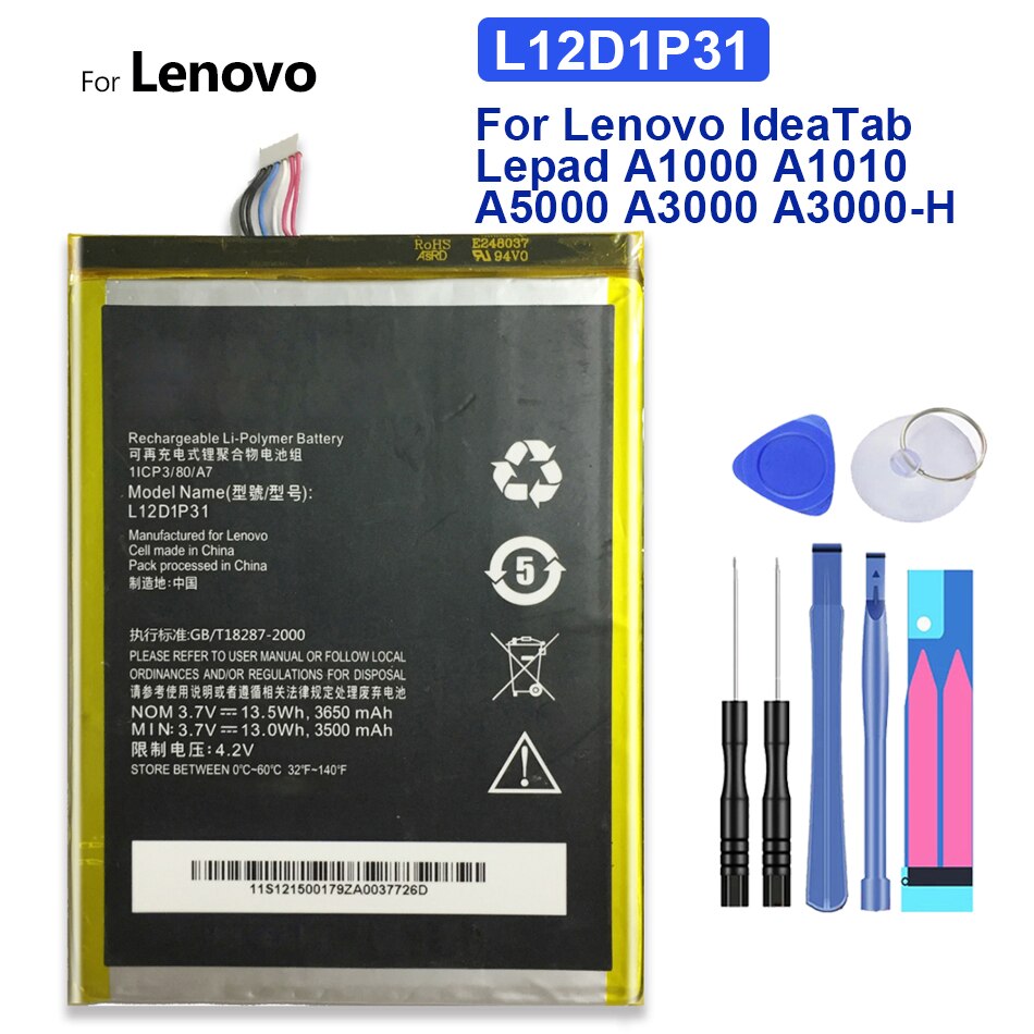 L12D1P31 L12T1P33 3650mAh Replacement Battery For Lenovo IdeaTab Lepad A1000 A1010 A5000 A3000 A3000-H +Tracking Number