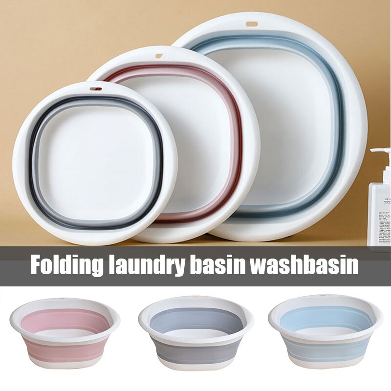 Plastic Folding Basins Portable Wash Basins Folding Laundry Tub Bathroom Kitchen Accessories Travel Folding Wash Basin W