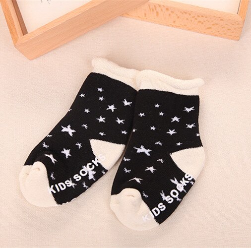 Newborn Star Pattern Cotton Winter Autumn Baby Girls Boys Kids Non Slip Socks Infant Terry Warm Slippers Animals Star Children: Black / M 2-4 years old