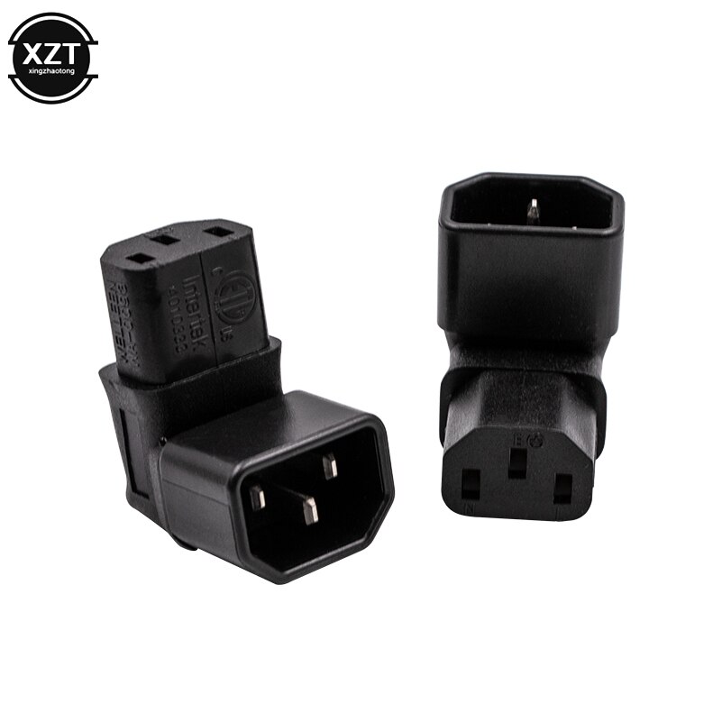 3Pin IEC Connector Down UP 90 Angled IEC 320 C14 Male to C13 Female Power Adapter Connector AC Plug for LCD Wall Mount TV