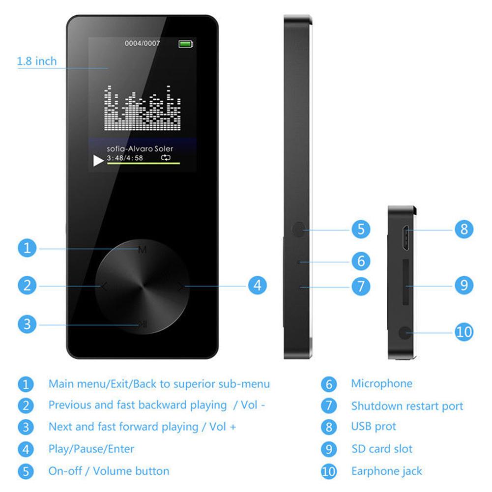 Metal Sports MP3 Insert Card MP4 HD Sound Lossless Record with Screen MP3