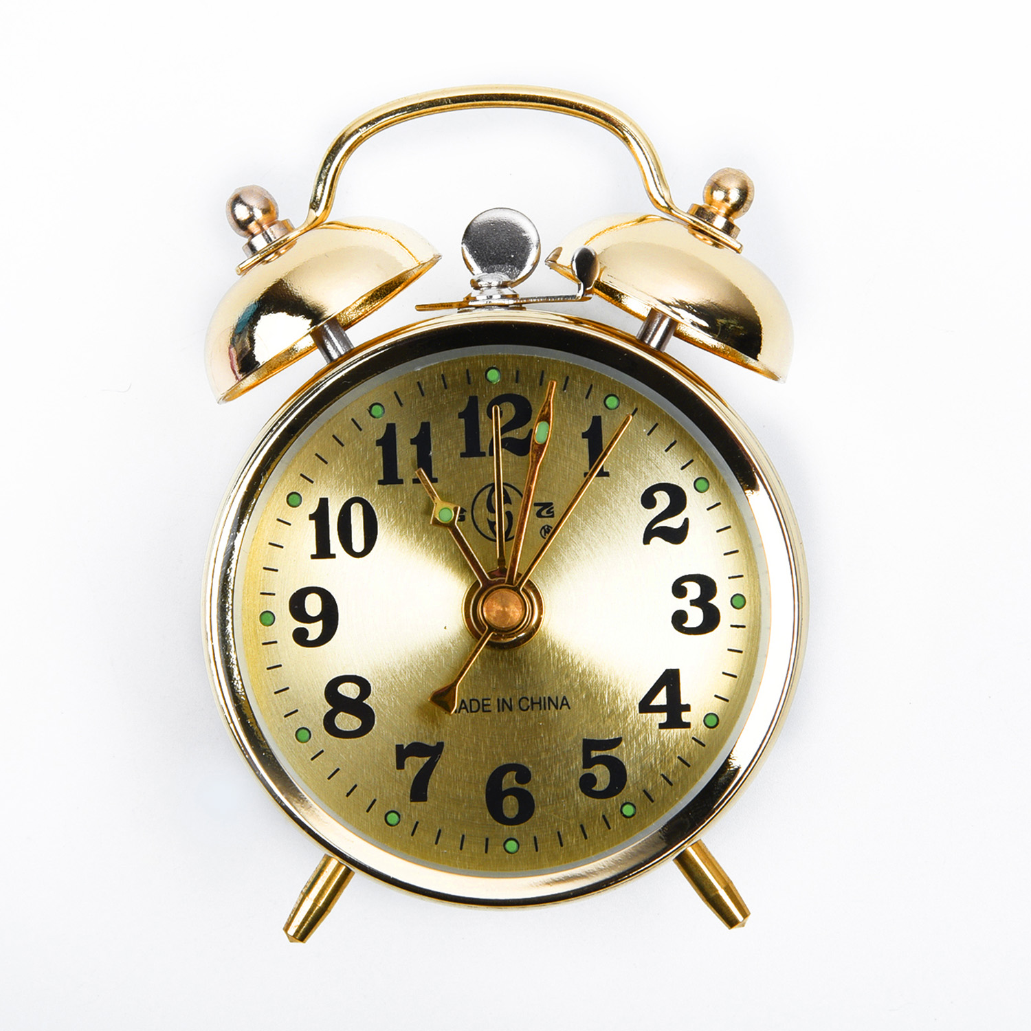 Reloj despertador mecánico de herradura dorado, cuerda Manual, reloj de Metal Vintage, bonito para decoración de sala de estar, colecciones de juguetes,