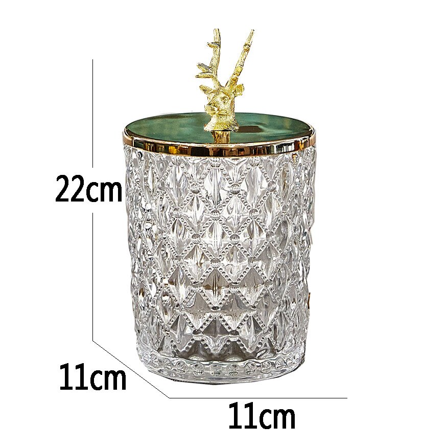 Glazen afgesloten voorraadpot gouden hertenkop deksel kruidenpotjes ornamenten kruidenkristal vochtbestendige container snoeppot: B