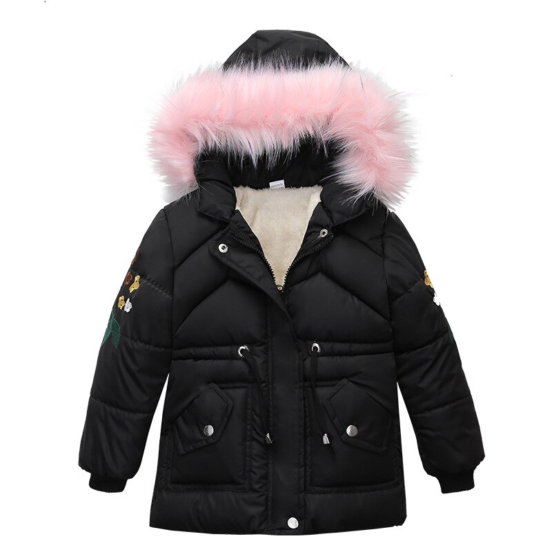 Kids Girls Jacket Winter Fur Collar Baby Girl Jacket Children Outerwear Windproof Baby Boys Girls Coats Snow Wear