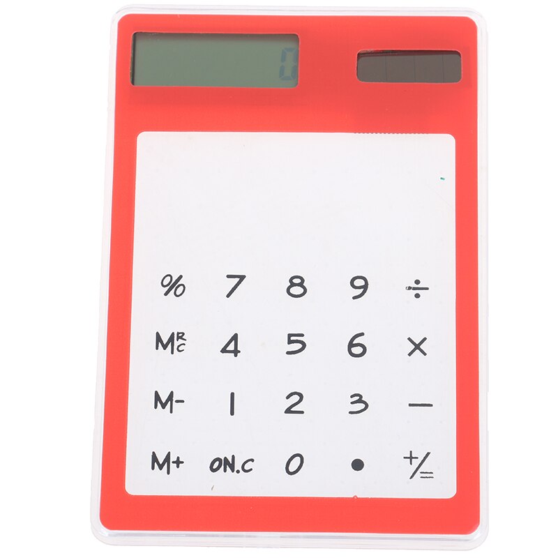 8 Digit Touch Screen Ultra slim Transparent Solar Stationery Clear Scientific Calculator use for Student School Office: Red