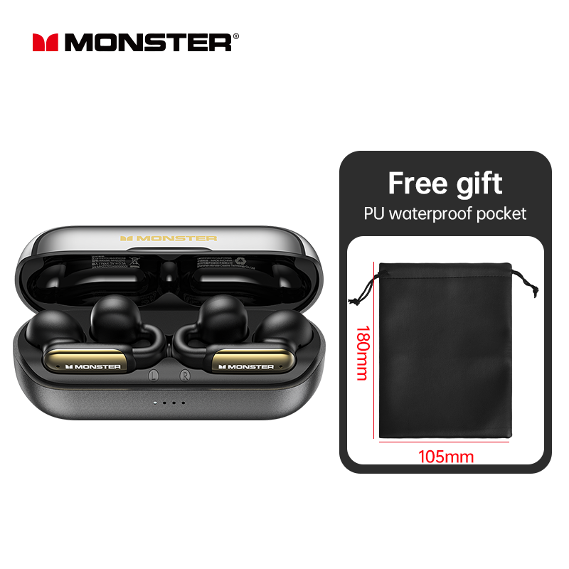 Monster AC601 TWS auriculares Bluetooth estéreo HiFi HD llamada Clip en auriculares reducción de ruido auriculares para juegos deportes al aire libre correr: Plata
