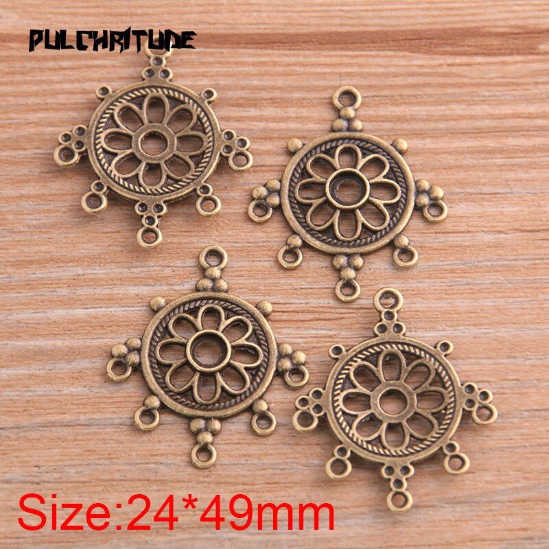 16 Pcs 24*29 Mm Product Twee Kleur Zinklegering Ronde Bloem Poreuze Connectors Sieraden Maken Diy Handgemaakte craft