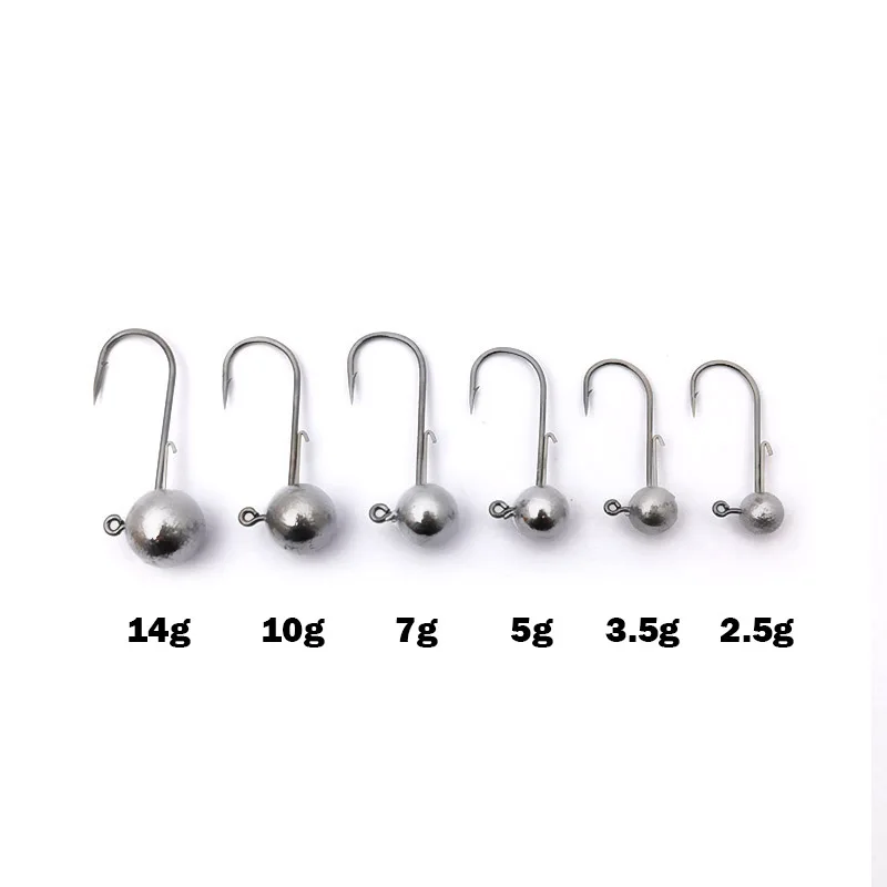 OUTKIT 5 pz NED Testa Maschere Gancio 2.5-14g Sfera Rotonda Jig Testa Gancio Weedless Gambo Lungo Ganci Secondari per La Pesca Alla Verme Morbido