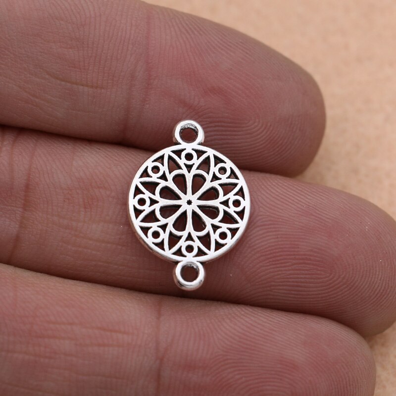 Kjjewel tibetano prata chapeado flor conector para fazer jóias pulseira acessórios diy descobertas 10 pçs/lote: s3
