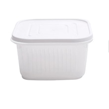 Square Dual-layer Airtight Fruit Food Storage Box Draining Strainer Container Kitchen Drain Storage Box Lid Drain storage box: Light Grey