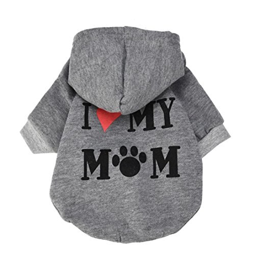 dog sweatshirt Cat and dog clothes jacket small dog hoodies Love My Mom print shirt Matador sweater pet supplies: gray / L