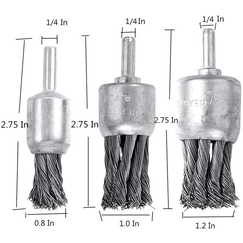 9 Pack Wire Wheels Brush, Knotted and Wire End Brush, for Derusting, Paint Removal, Deburring for Angle Grinder