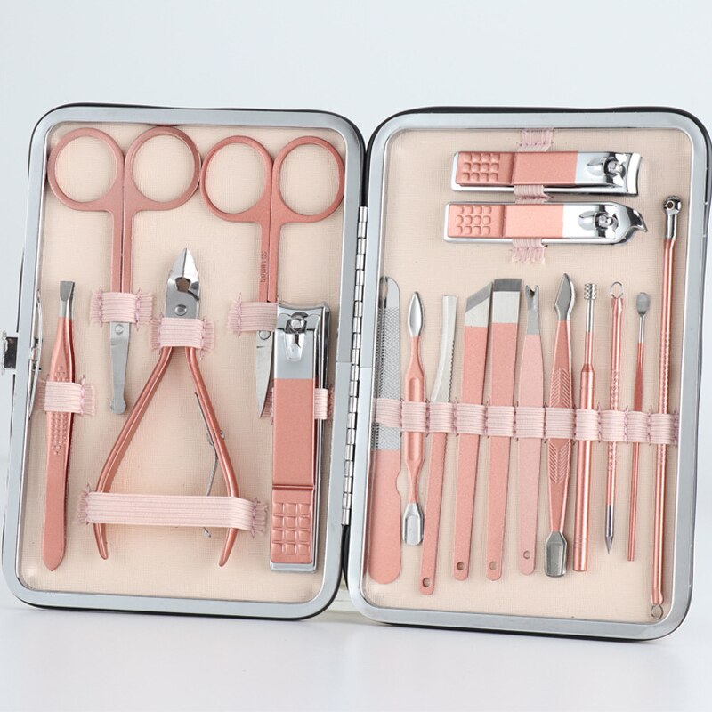 Cortauñas para manicura , tijeras de Juego de Cuidado de Uñas, pinzas, cuchara para orejas, Kit de belleza para uñas artísticas, 7/10/15/18 Uds.