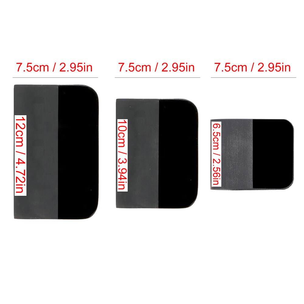 6.5/10/12cm 5.5/7.5cm Width Pink Scraper Soft Rubber Car Window Squeegee Tint Tools Glass Water Wiper Vinyl Wrap Blade B72 B77: 7.5cm black 3pcs