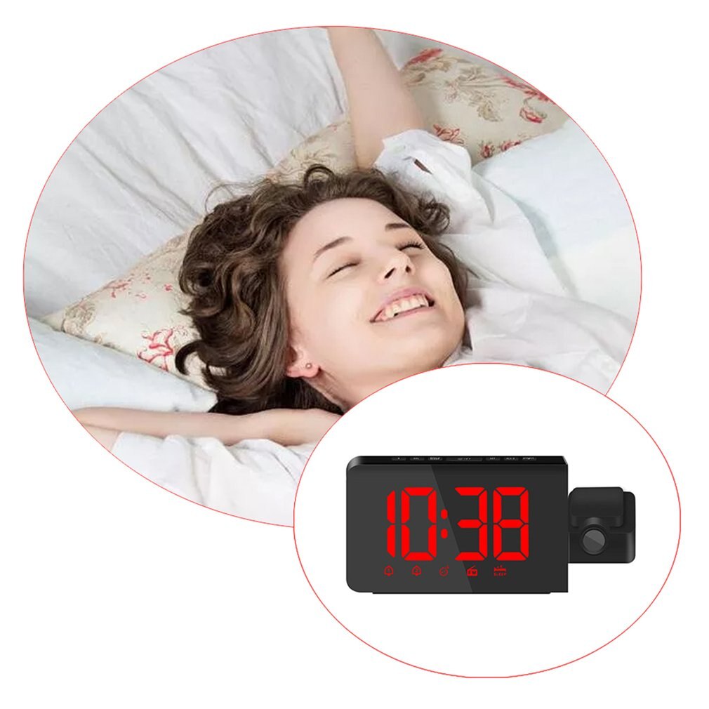 TS-3211 RLED Attention Projection Digital LCD Snooze Alarm Clock Projector Color Display LED Backlight Bell Timer