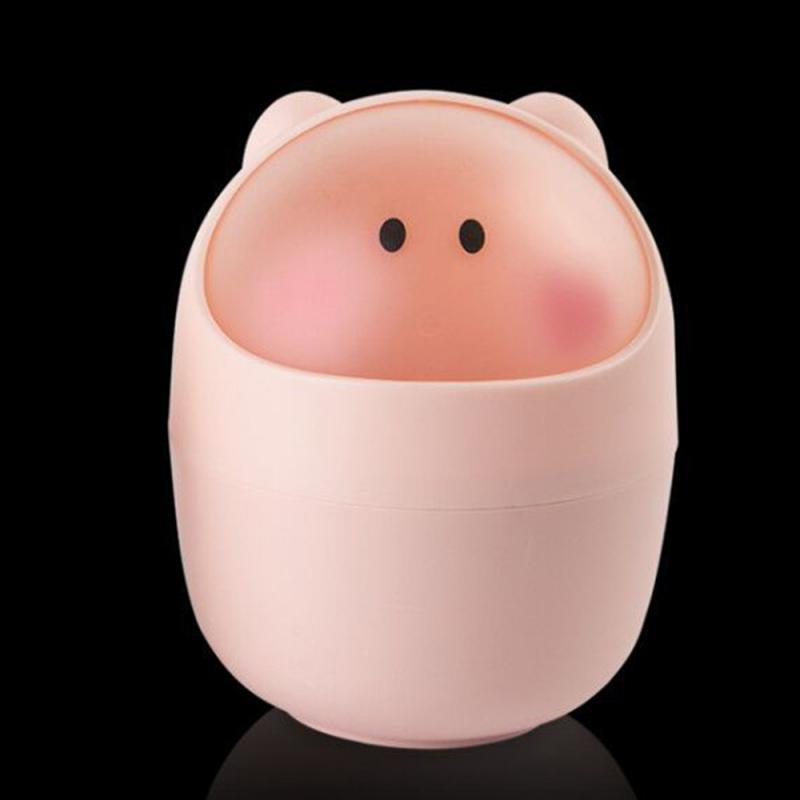 1Pcs Cute Mini Waste Bin Desktop Garbage Box Table Dustbin Home Office Bathroom Trash Can Garbage Paper Basket Trash Container