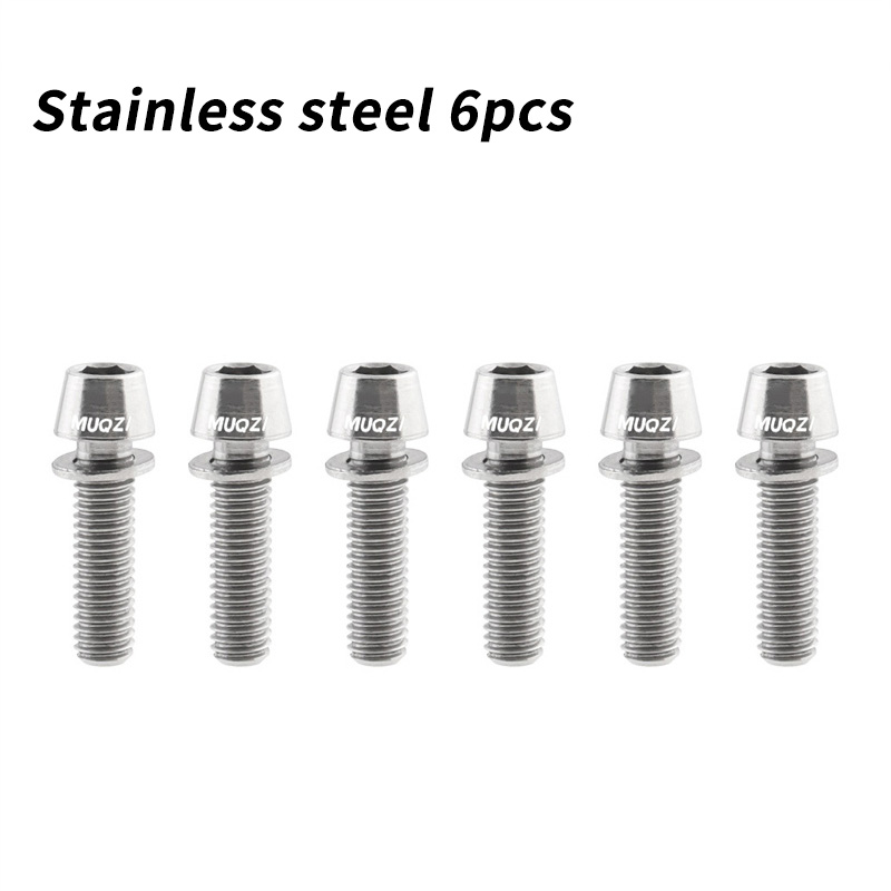 MUQZI 6 uds pernos de vástago M5x17mm tornillo de vástago de manillar de bicicleta con arandela MTB tornillo elevador de vástago de bicicleta de carretera: Azul cielo