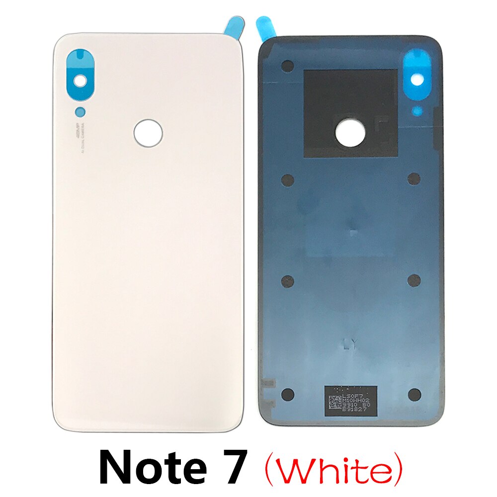 Voor Xiaomi Redmi Note 7 Batterij Back Glas Panel Achterdeur Behuizing Case Voor Redmi Note 7 Pro Terug Batterij cover Deur: Note 7 White Ori