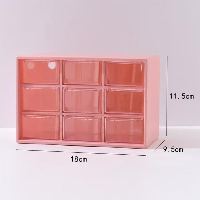 Organisator Opbergdoos Mini Bureauladen Stapelbaar Negen vierkant raster Opbergdoos Haarspeld Sticker Cosmetica Accessoires: Coral Red