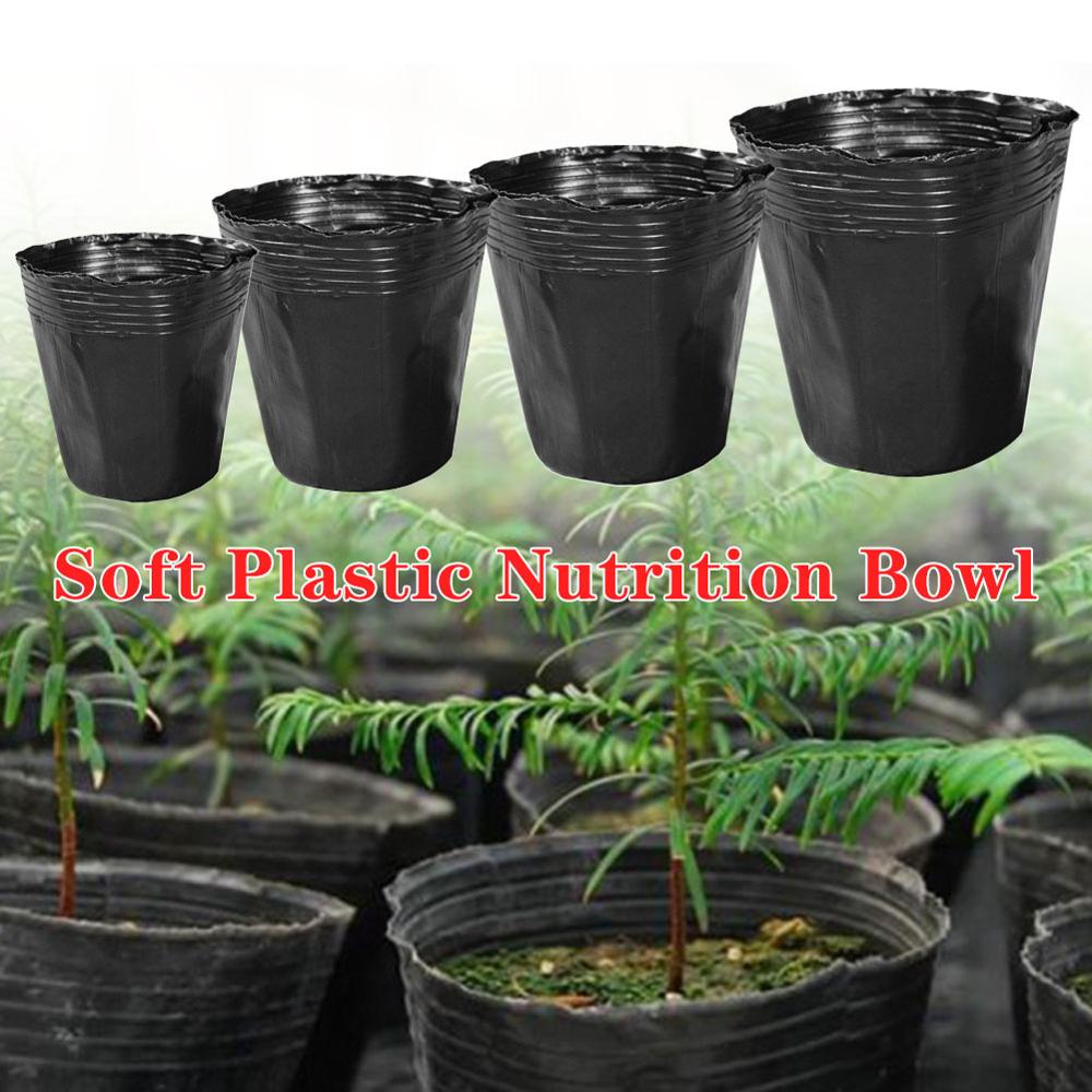 Redondo nutricional preto plástico berçário potes mudas plantas potes jardim para casa transplante vasos de plantas 100 pces