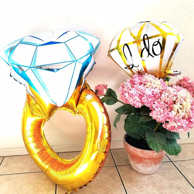 1pc Big Diamond Wedding Ring Balloons and I Do' Engagement Ring Foil Helium Balloons Bachelorette Anniversary Party Decorations