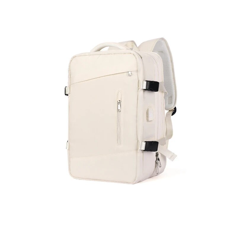 Reisrugzak voor dames Heren Reistas Waterdichte wandelrugzak College-laptoprugzak voor reizen op het vliegtuig Uitbreiding: Beige