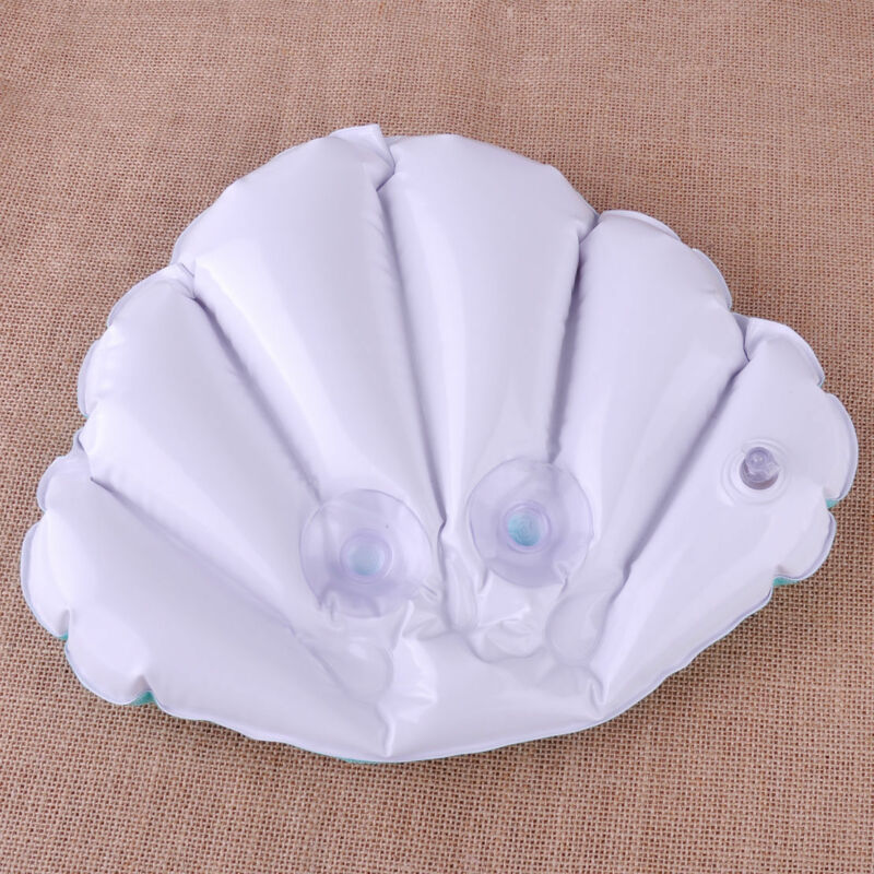 Soft Home Spa Inflatable Bath Pillow Cups Shell Shaped Neck Bathtub Cushion Support Pillow Bathtub Cushion Random Color