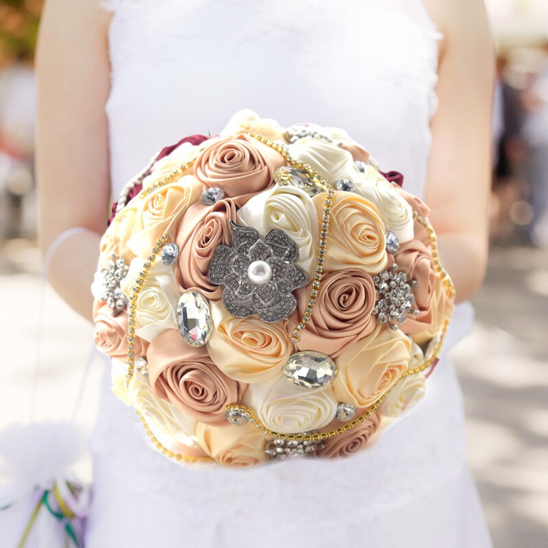 Mode Huwelijk Boeket Handgemaakte Bloemen Steentjes Wedding Boeket Matrimonio Bruids Boeket Voor Bruiloft