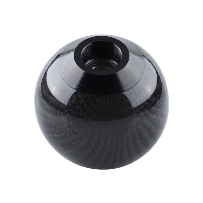 Perilla de palanca de cambios Circular Universal de fibra de carbono para coche, mango de palanca de cambios con forma de bola redonda, palanca de cabeza AT MT negra