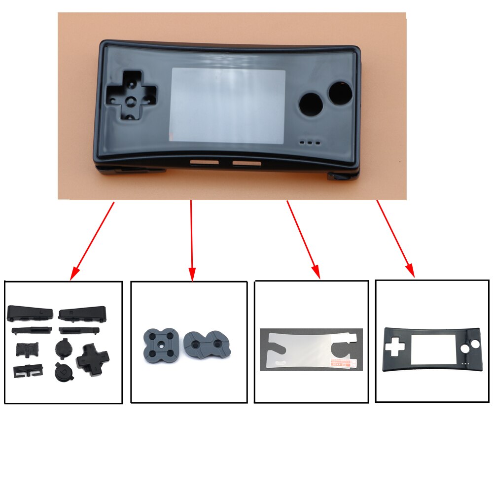 YuXi Metallgehäuse Shell für GameBoy Micro Konsole - Ersatzabdeckung mit leitfähigen Tasten: ALLE 4