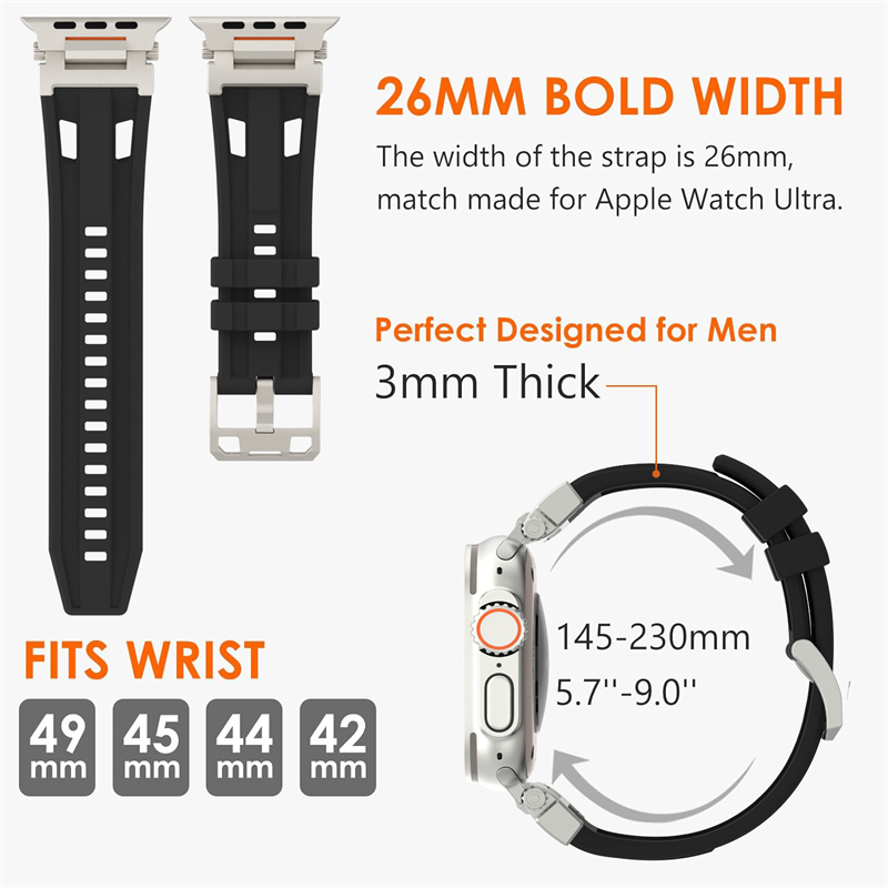 Bracelet de montre en Silicone pour Apple Watch série 10 46mm Ultra 2 49mm, Bracelet de Sport pour iWatch 9 8 7 6 SE 44MM 45MM 42MM