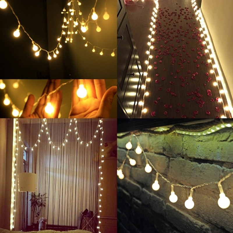 1.5/2/3/4/5/10m/20m 80/160 led fairy girlander boll strängljus globe bröllop heminredning batteri rep lampor