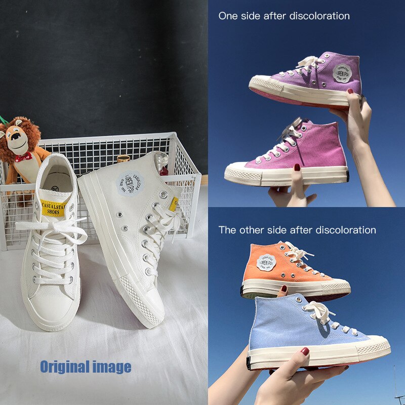 Farbwechsel Schuhe Frauen UV Vielseitig Leichte Weiß Frau Schuhe Koreanische hoch-oben Leinwand Schuhe Weibliche Außen bekannt Sneaker