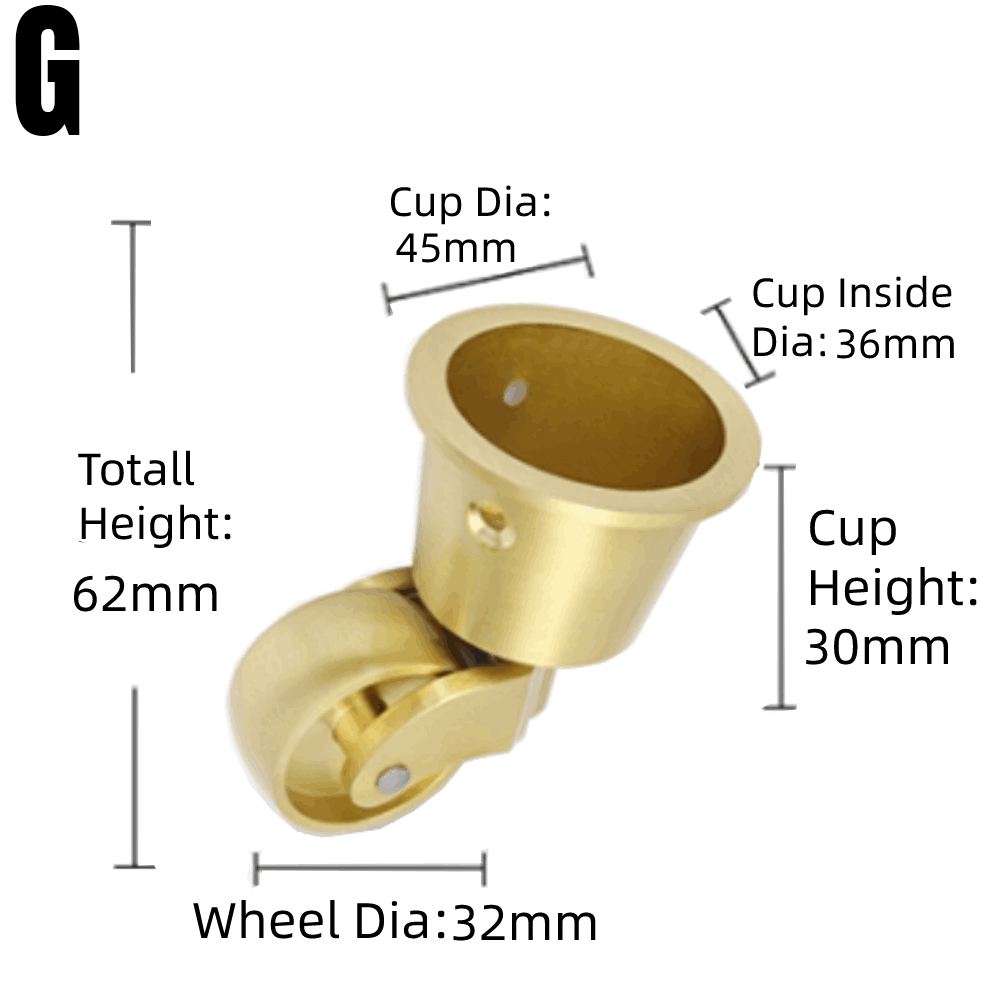 1/4 pièces multi-tailles universelles rondes tasse roulettes en laiton meubles robustes jambes roues pour canapé chaise armoire Table de Piano: 3 pouces / Black