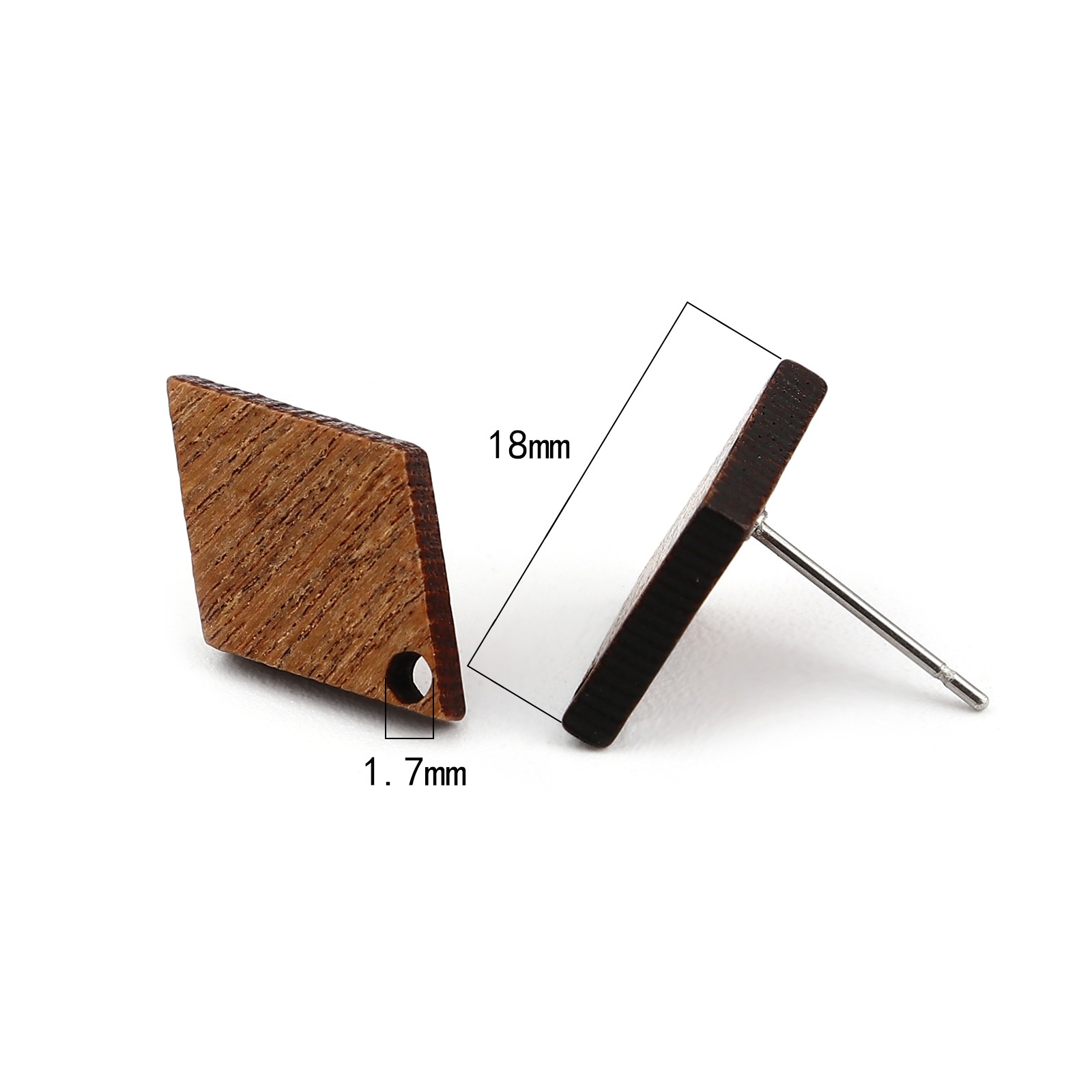 Pendientes de madera con pasador para la oreja, 10 piezas, redondos, de madera Natural, color blanco cremoso con lazo de 15mm de diámetro: COLOR ORO ROSADO