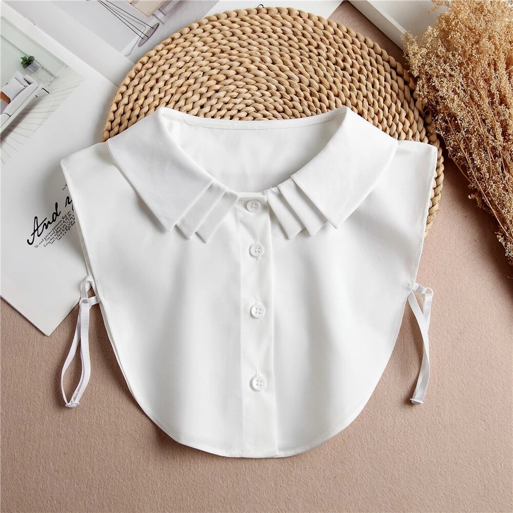 2022 Vrouwen Afneembare Revers Nep Kraag Ruches Kant Overhemd Valse Kraag Blouse Verwijderbare Valse Half Shirt Blouse Decoratie: white
