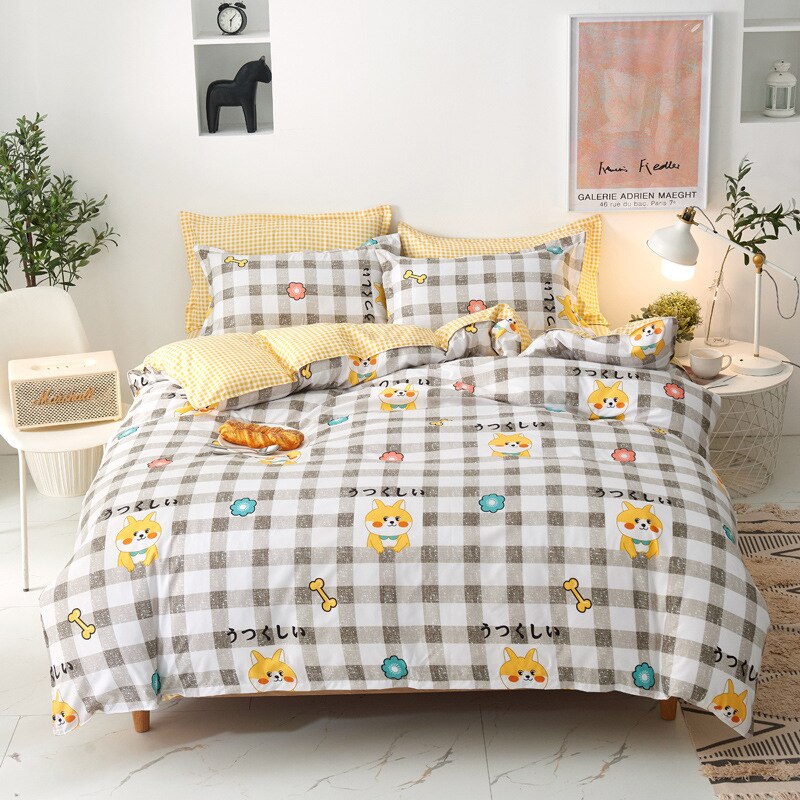 3/4Pcs Kawaii Beddengoed Sets Leuke Perzik Laken Set Met Kussensloop Voor Meisje Beddengoed Set Twin volledige Queen King Size Dekbedovertrek
