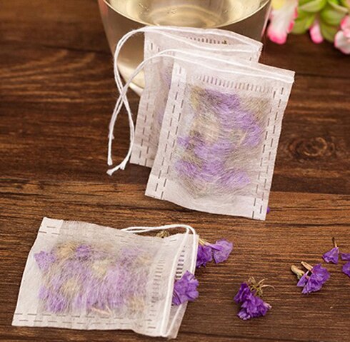 100 teile/los Tee Taschen Natürlichen Mais Faser PLA Biologisch Abgebaut Tee Filter Kaffee boden beutel mit saiten leere teebeutel leere taschen