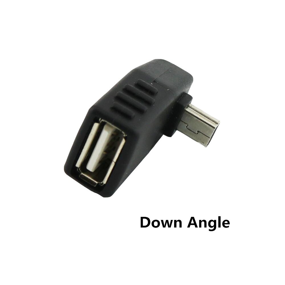 2x Mini USB 5Pin B Male naar USB 2.0 Type A Vrouwelijke OTG Host Adapter Links/Rechts/UP /Down Hoek Zwart: Down