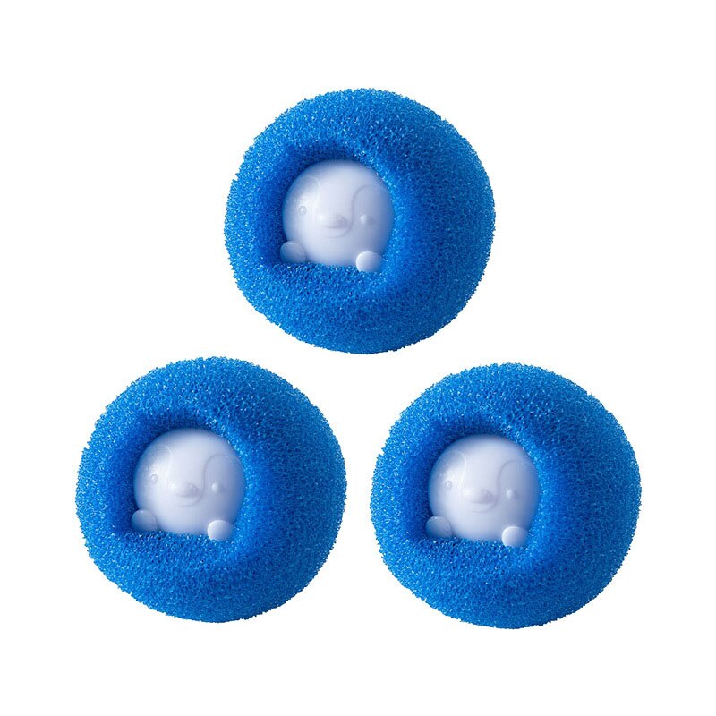 3PCS Anti-Entanglement Laundry Ball Household Washing Machine Cleaning Ball Sponge Liquid Detergent Ball Bathroom Accessories: Blue-3PCS