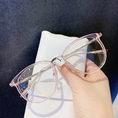 Neue retro Runde Brille Rahmen Metall Brillen Rahmen Für Männer Frauen Flache Spiegel Rahmen unisex Vision Pflege Brillen Rahmen: transparent Rosa