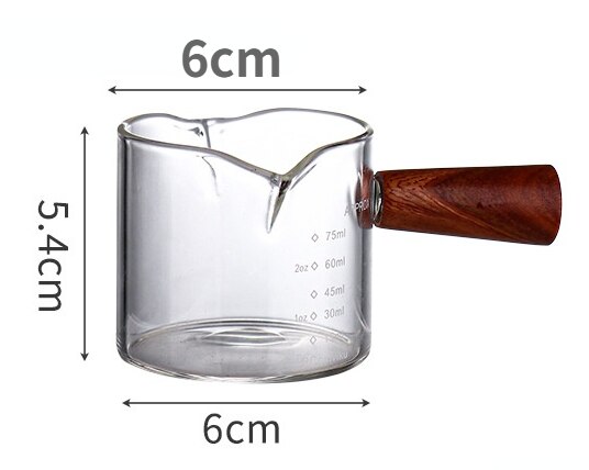 Wooden handle glass small milk cup handmade mini Japanese milk jar Western restaurant sauce sauce cup scale: Double mouth