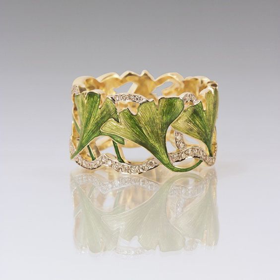 Luxe Zirkoon Crystal Enamel Ginkgo Leaf Ringen Voor Vrouwen Luxe Bruiloft Engagement Sieraden Accessoires