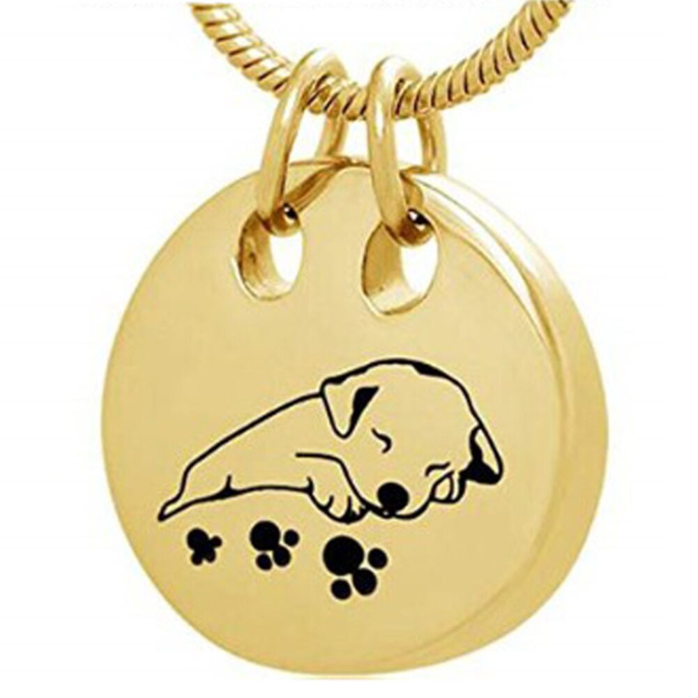 2 Kleuren, Huisdier Crematie Ketting Voor As Urnen Sieraden Rvs Ronde Hond Kat Aandenken Memorial Urn Hanger Medaillon: Gold