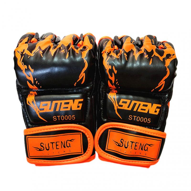 Guantes de boxeo de puntuación con cinco dedos, Garra de Tigre MMA integrado de lucha sin arena guantes adultos niños equipo: Orange 1Pair