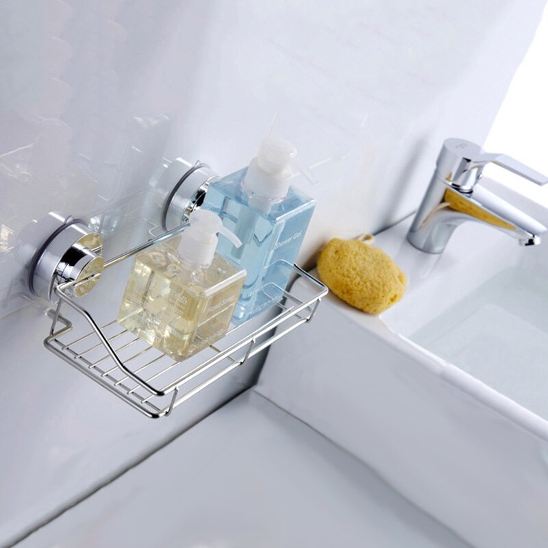 Suction Cup Adhesive Wall Mounted Bathroom shelf Households Rack